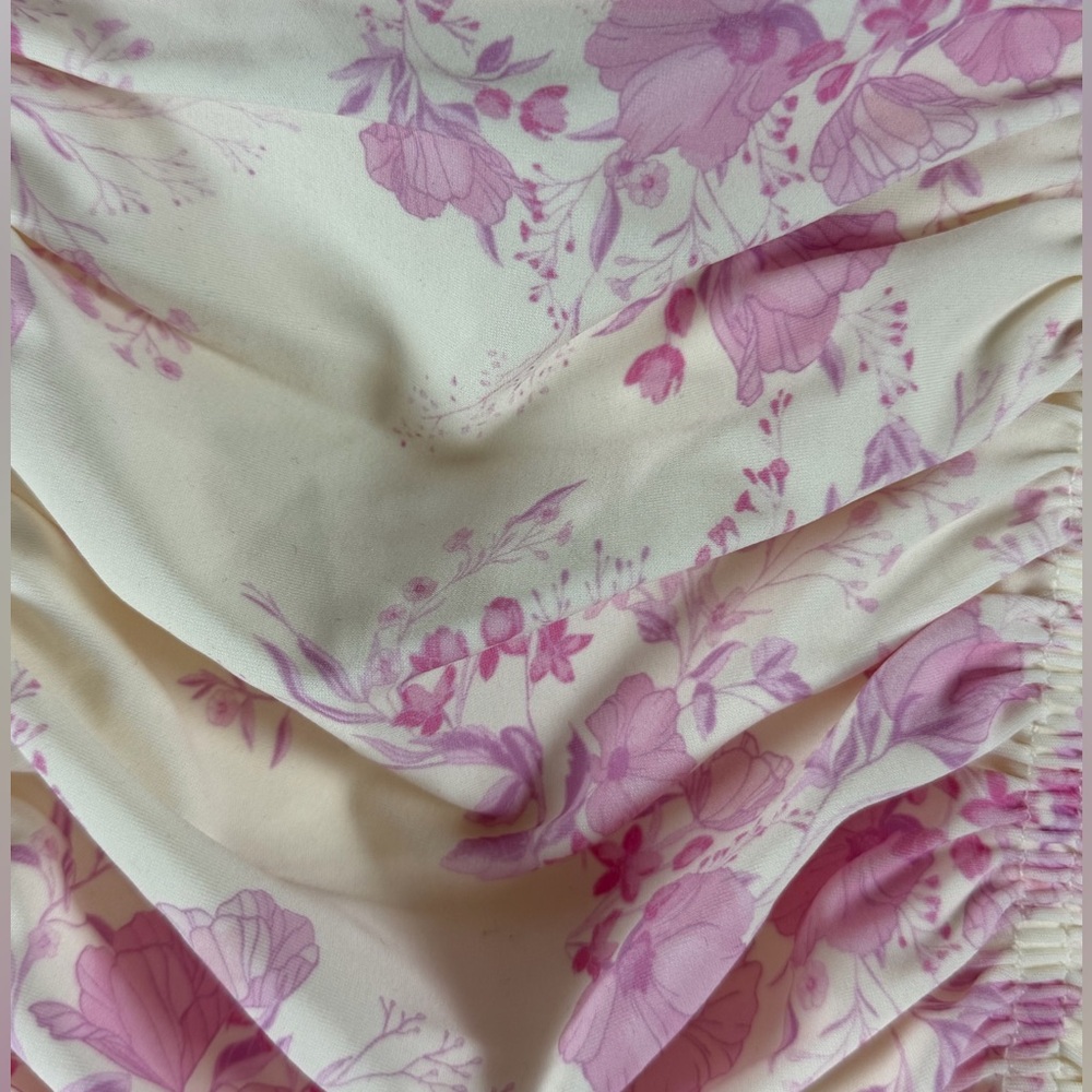 Women's Floral Print Tunneled Straight Neck One Piece - Shade & Shore™ Pink M - Picture 6 of 14